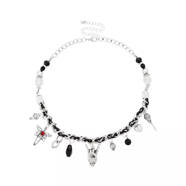 Gothic Beaded Charm Choker Necklace at Spencer's