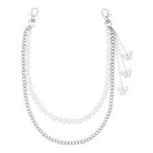 Double Row Pearl Butterfly Wallet Chain at Spencer's