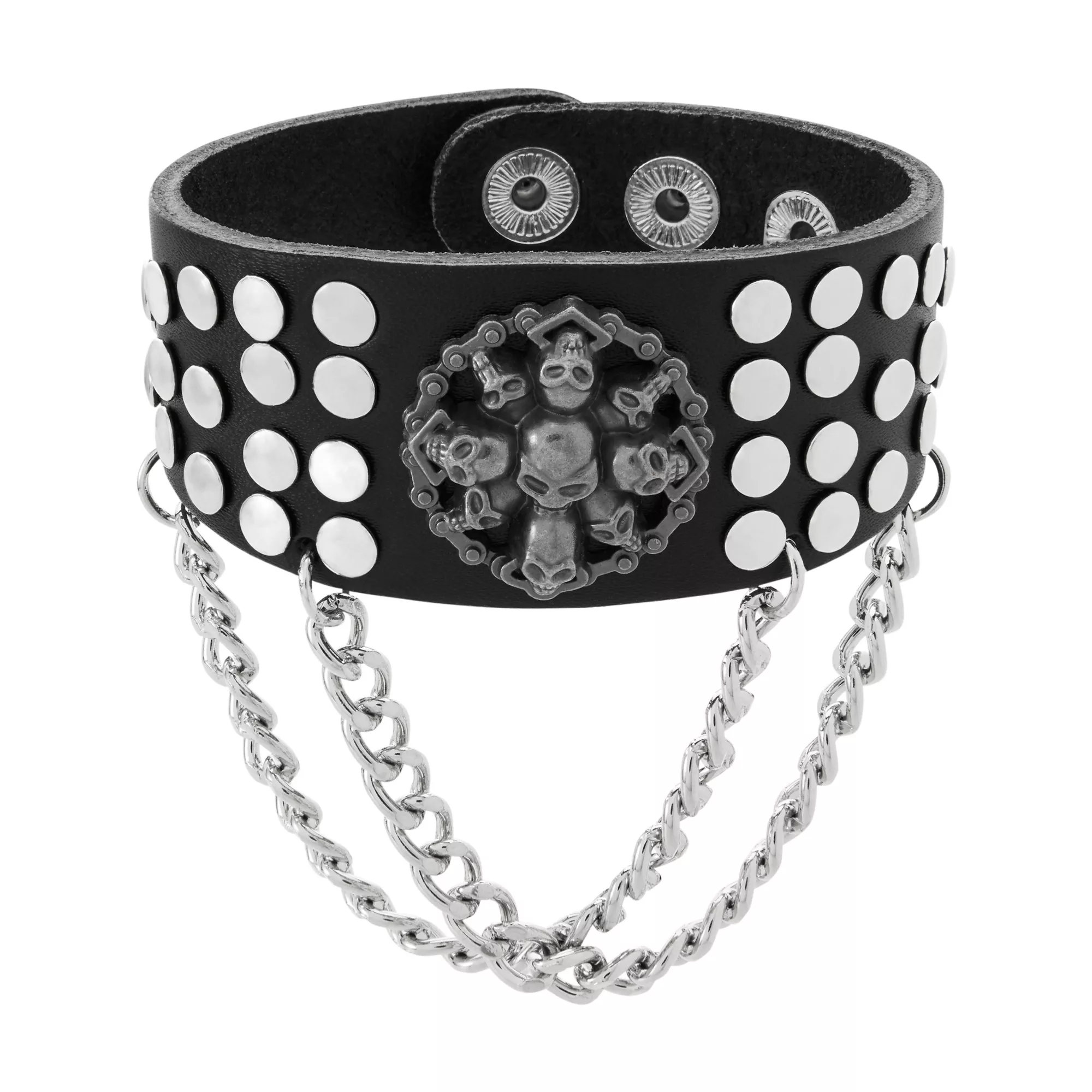 Skull Double Chain Cuff Bracelet