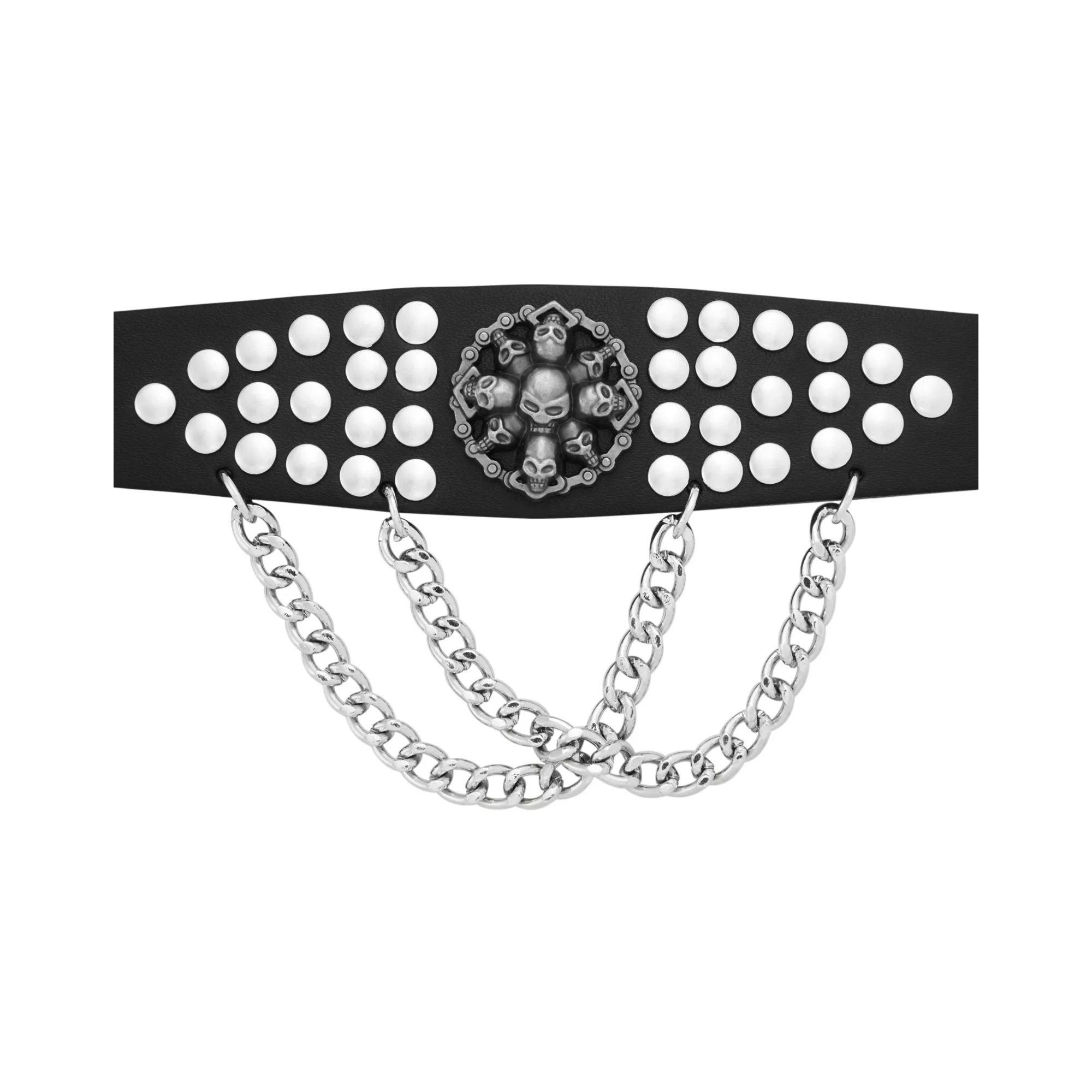 Skull Double Chain Cuff Bracelet at Spencer's