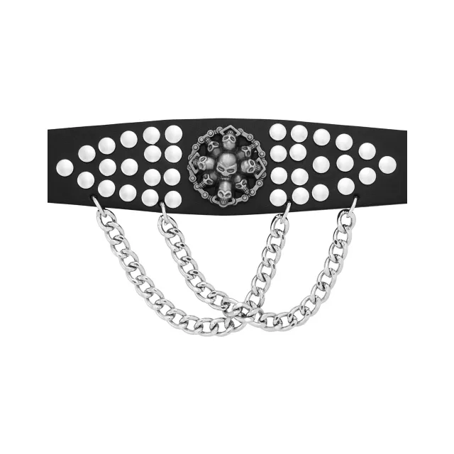Skull Double Chain Cuff Bracelet at Spencer's