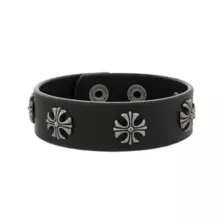 Black and Silvertone Decorative Cross Cuff Bracelet at Spencer's