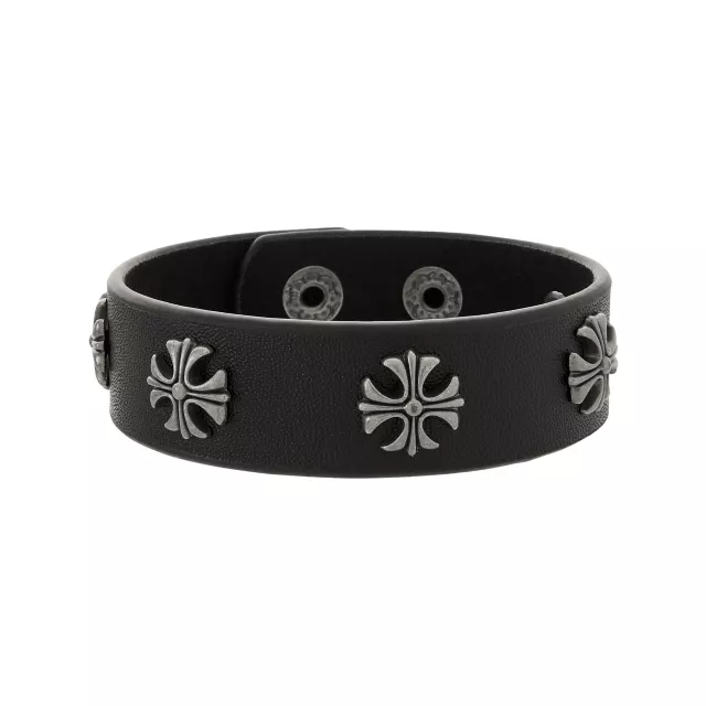 Black and Silvertone Decorative Cross Cuff Bracelet at Spencer's
