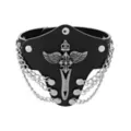 Black and Silvertone Winged 3-Row Chain Cuff Bracelet at Spencer's