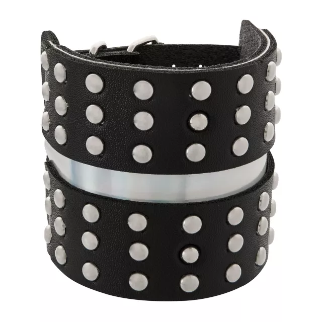 Black Double Buckle Studded Cuff Bracelet at Spencer's