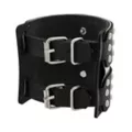 Black Double Buckle Studded Cuff Bracelet at Spencer's