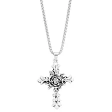 Silverplated Rose Cross Pendant Chain Necklace at Spencer's