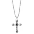 Silverplated Black Stone Cross Pendant Chain Necklace at Spencer's