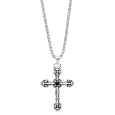 Silverplated Black Stone Cross Pendant Chain Necklace at Spencer's