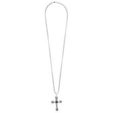 Silverplated Black Stone Cross Pendant Chain Necklace at Spencer's