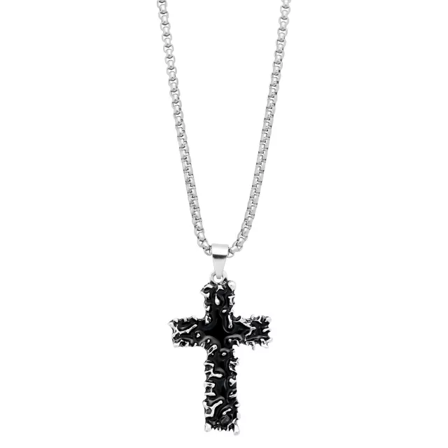 Silverplated Black Cross Pendant Chain Necklace at Spencer's
