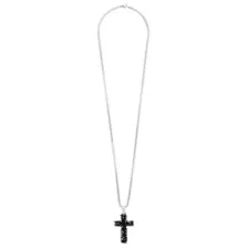 Silverplated Black Cross Pendant Chain Necklace at Spencer's