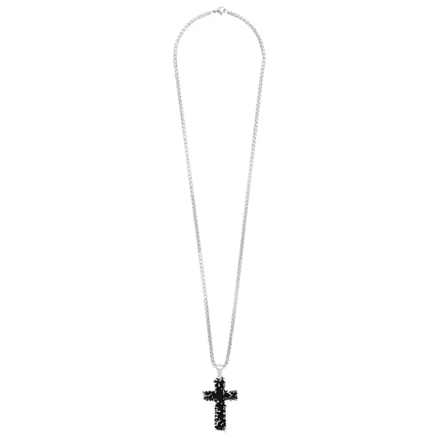 Silverplated Black Cross Pendant Chain Necklace at Spencer's