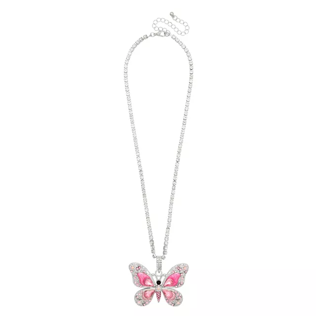 Pink Butterfly Chain Necklace at Spencer's