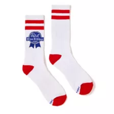 Pabst Blue Ribbon Striped Crew Socks at Spencer's