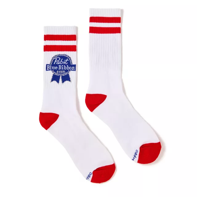 Pabst Blue Ribbon Striped Crew Socks at Spencer's
