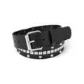 Black and Silvertone Studded Grommet Belt at Spencer's