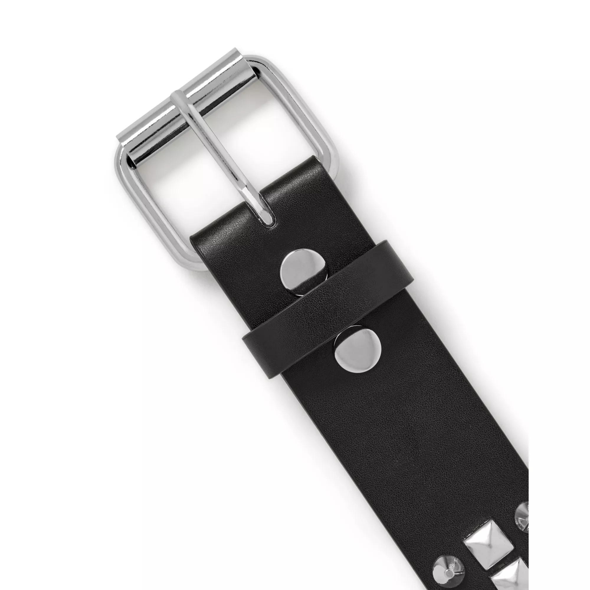 Black and Silvertone Studded Grommet Belt at Spencer's