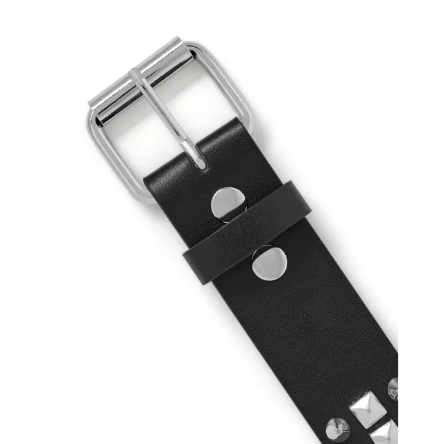 Black and Silvertone Studded Grommet Belt at Spencer's