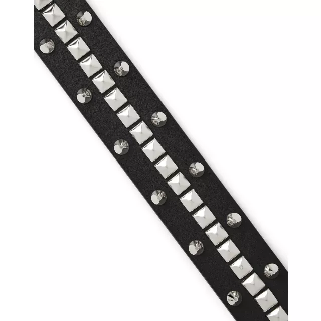 Black and Silvertone Studded Grommet Belt at Spencer's