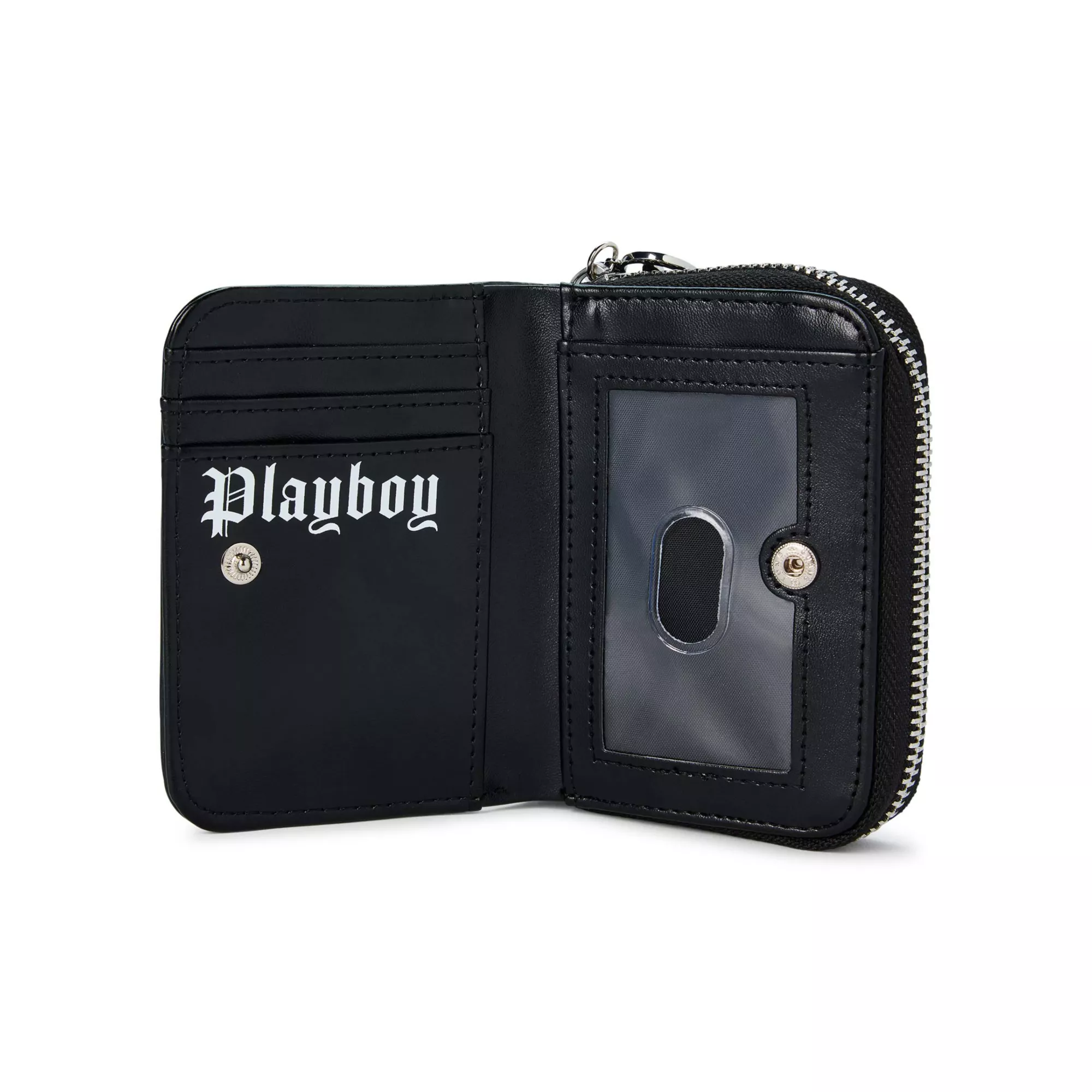 Playboy Star Patch and Safety Pin Zip Wallet at Spencer's