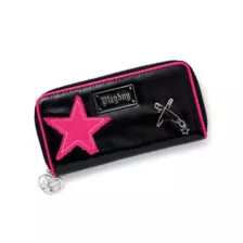 Playboy Large Star Patch and Safety Pin Zip Wallet at Spencer's