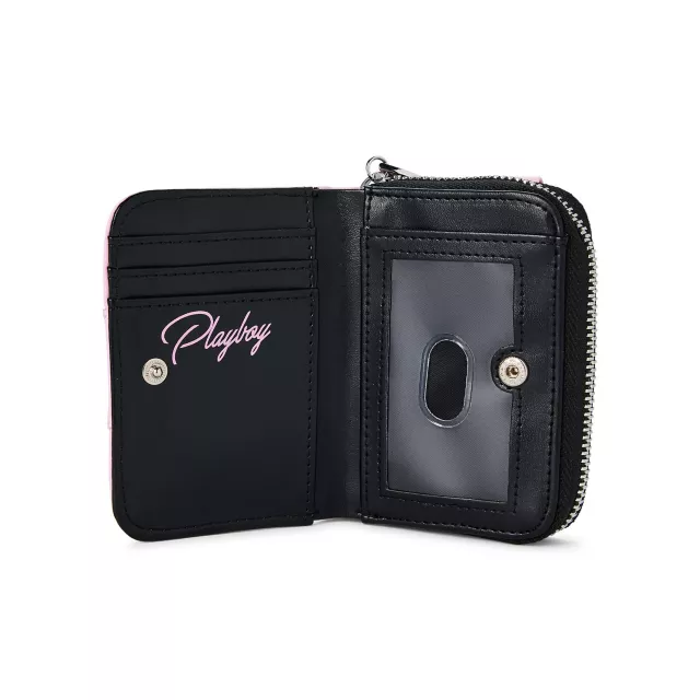 Pink and Black Playboy Lace-Up Zip Wallet