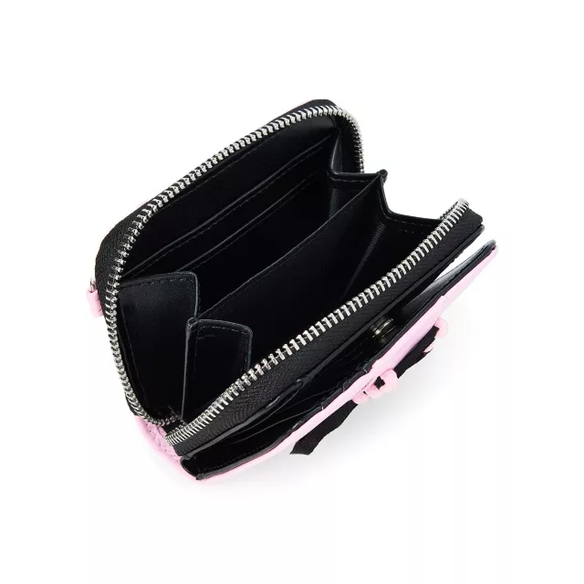 Pink and Black Playboy Lace-Up Zip Wallet - Spencer's