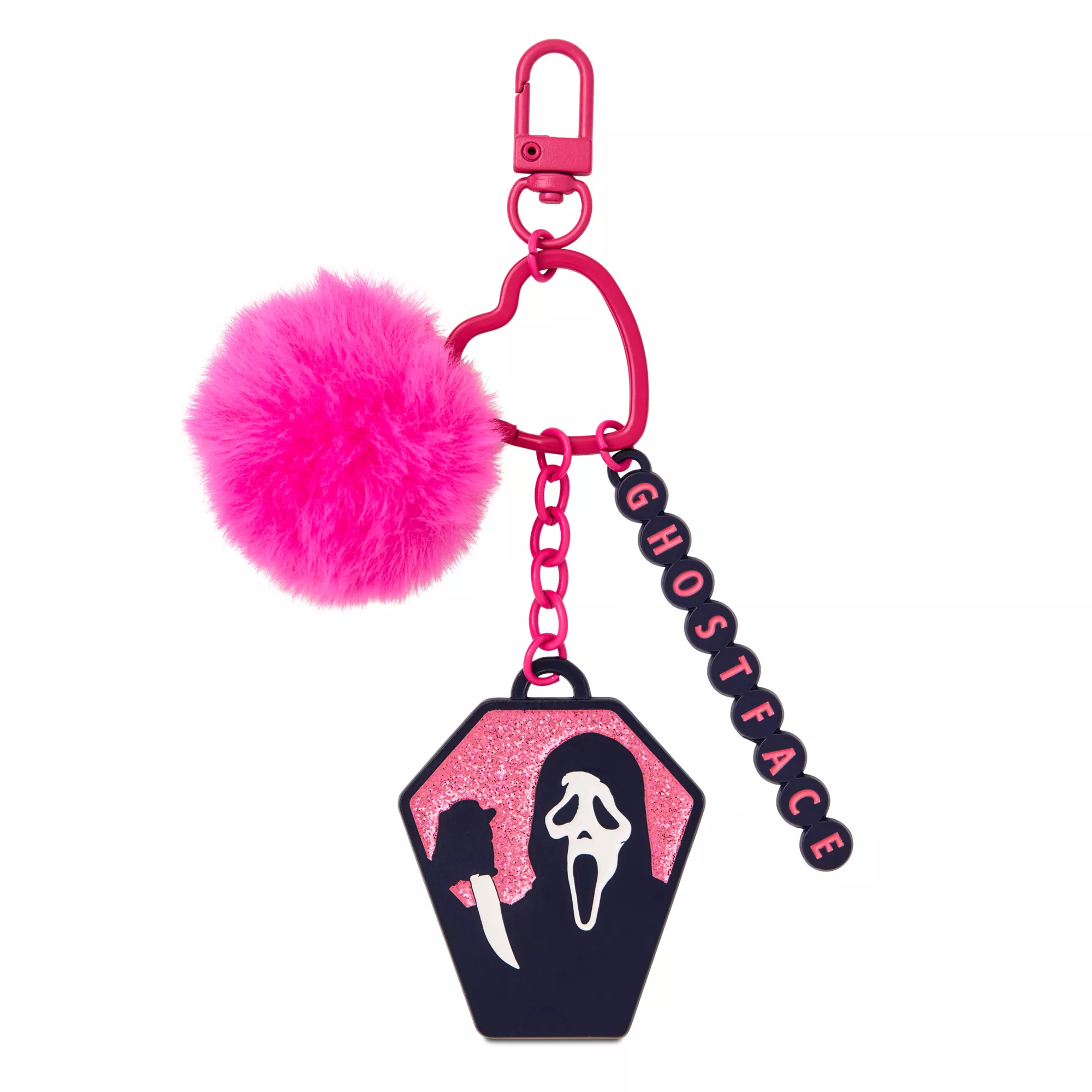 Pink Ghost Face Multi-Charm Keychain