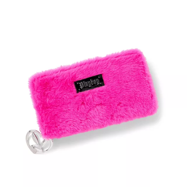 Pink Playboy Y2K Faux Fur Zip Wallet at Spencer's
