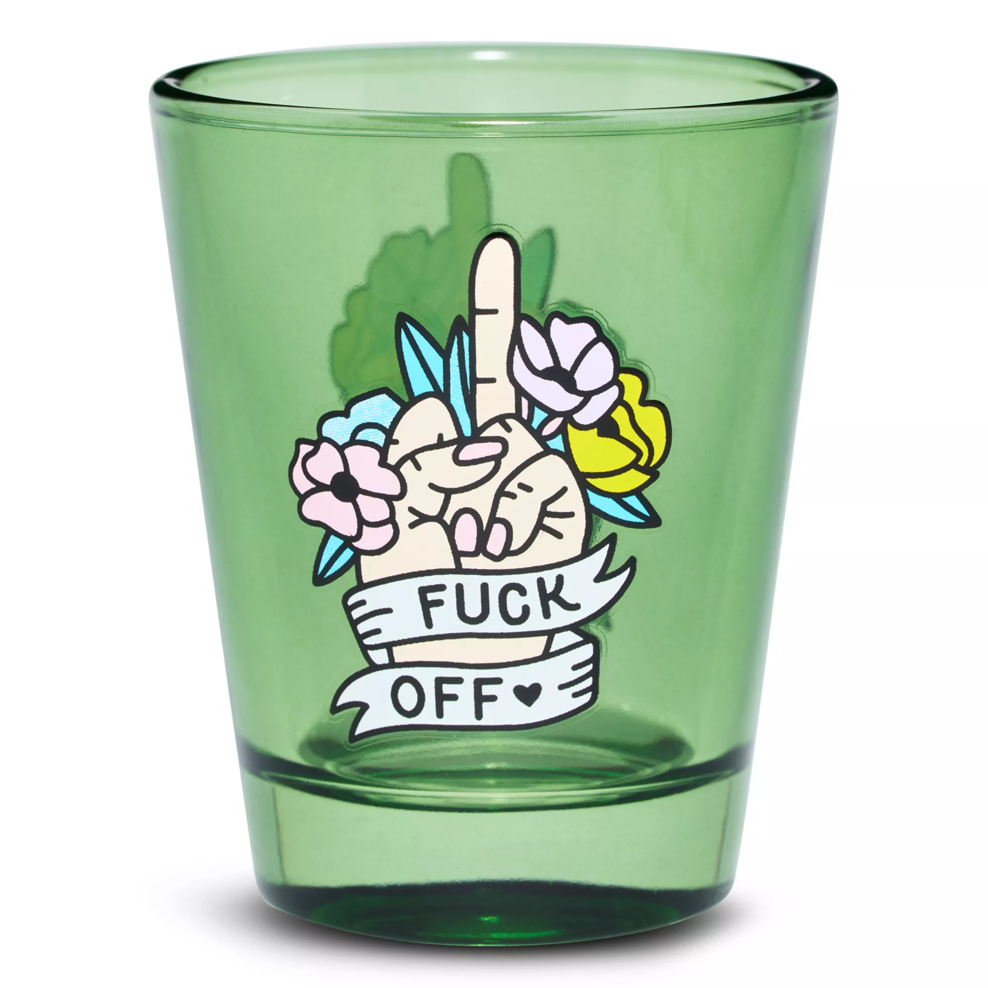 Green Fuck Off Floral Shot Glass - 2 oz. at Spencer's