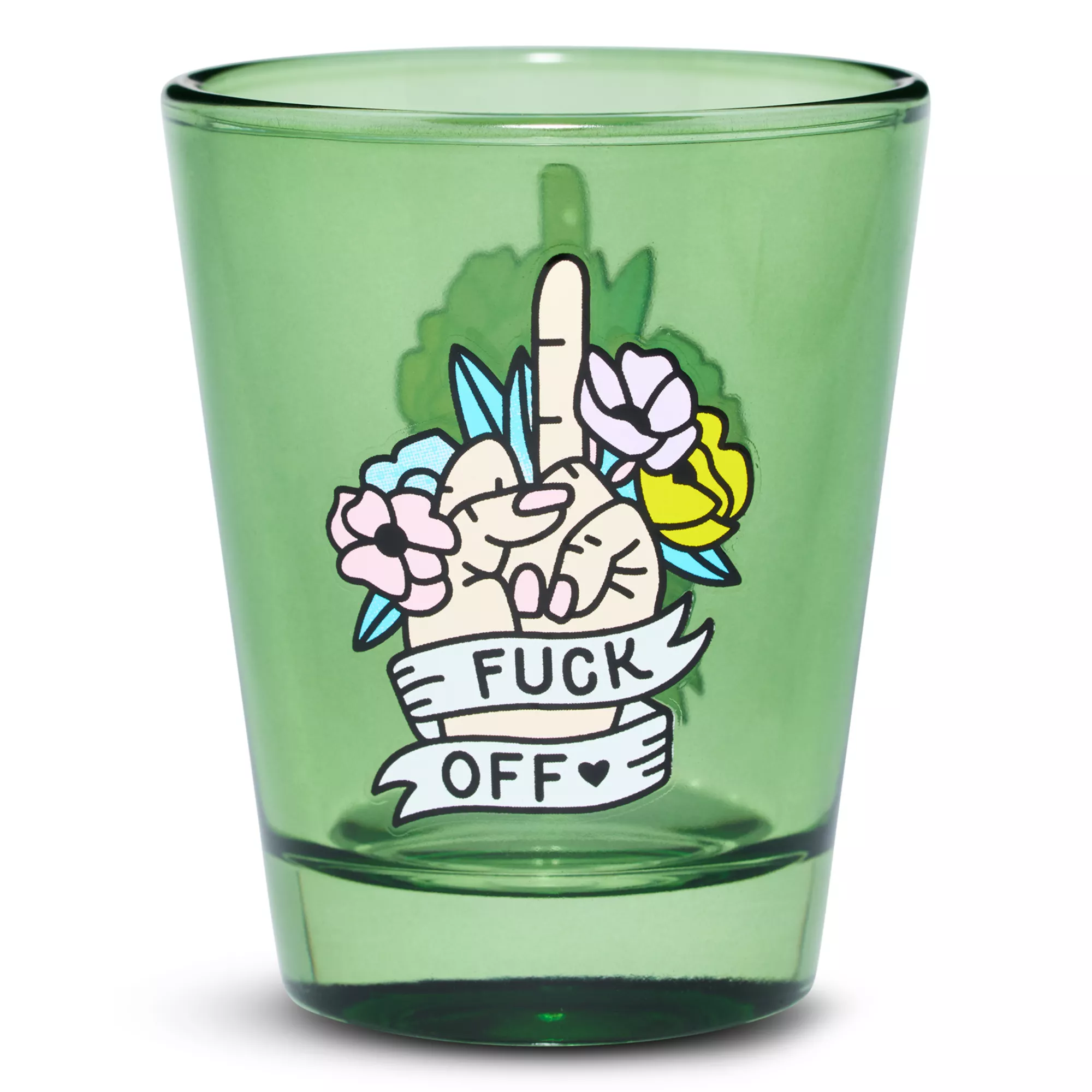 Green Fuck Off Floral Shot Glass - 2 oz. at Spencer's