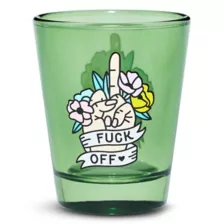 Green Fuck Off Floral Shot Glass - 2 oz. at Spencer's