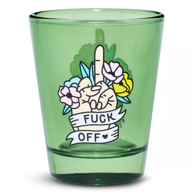 Green Fuck Off Floral Shot Glass - 2 oz. at Spencer's