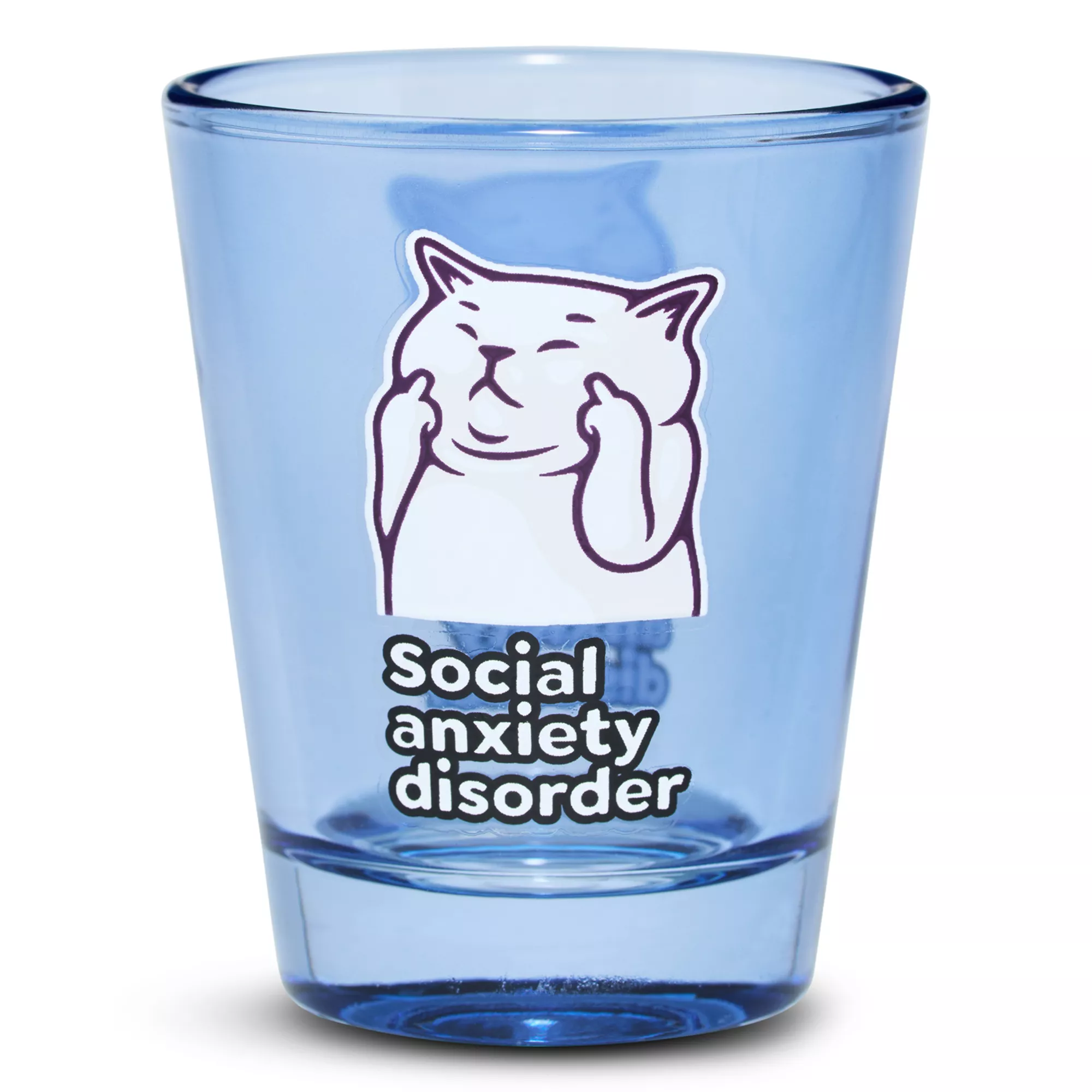 Blue Social Anxiety Cat Shot Glass - 2 oz. at Spencer's