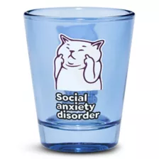 Blue Social Anxiety Cat Shot Glass - 2 oz. at Spencer's
