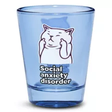 Blue Social Anxiety Cat Shot Glass - 2 oz. at Spencer's