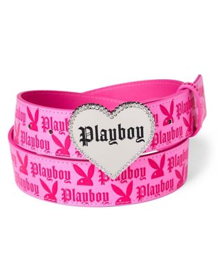 Pink Playboy Heart Buckle Belt - Spencer's