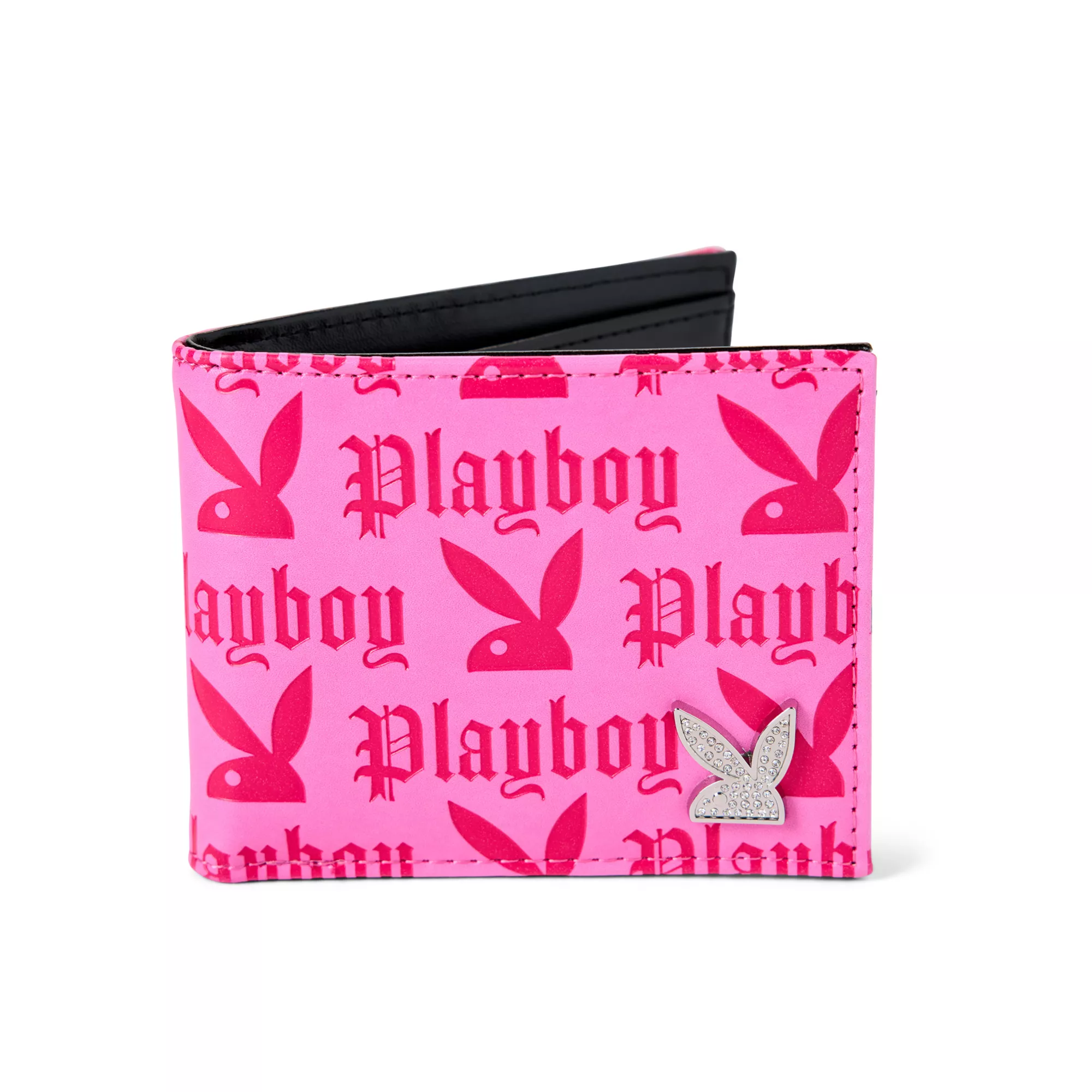 Hot Pink Embossed Playboy Logo Bifold Wallet at Spencer's