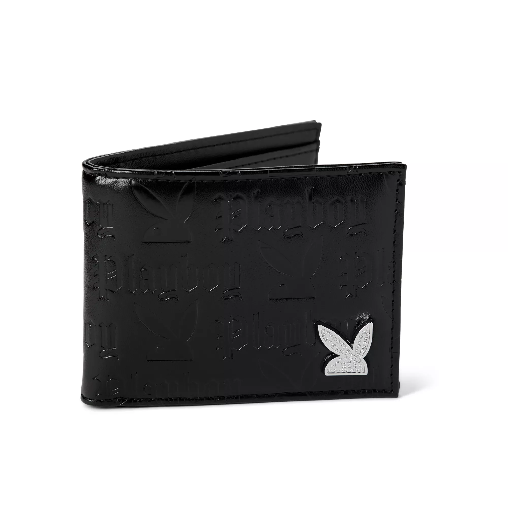 Black Debossed Playboy Bunny Bifold Wallet at Spencer's