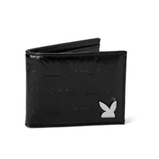 Black Debossed Playboy Bunny Bifold Wallet at Spencer's