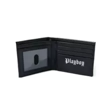 Black Debossed Playboy Bunny Bifold Wallet at Spencer's