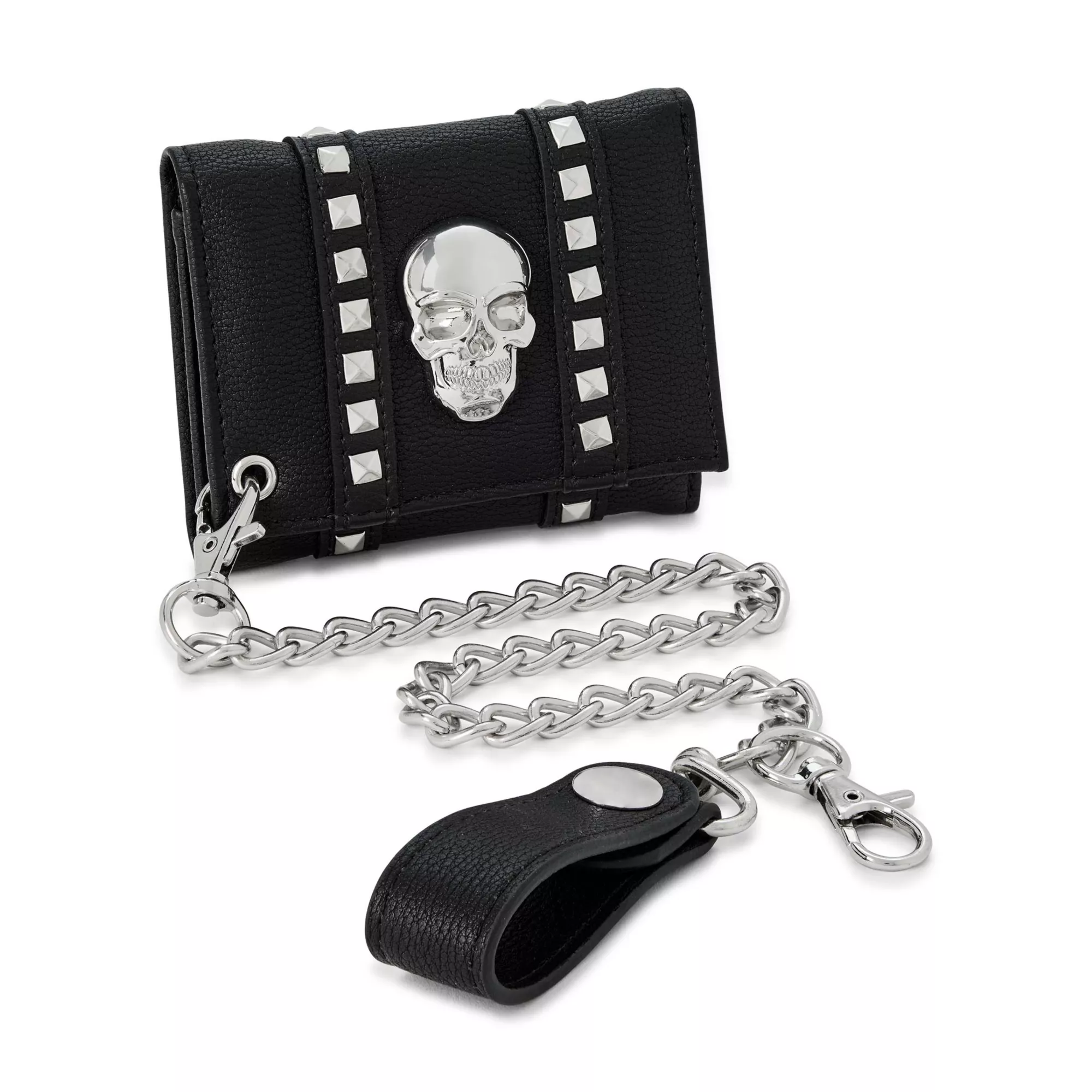 Studded Skull Chain Wallet at Spencer's