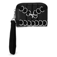 Black and Silver Ring Zip Wallet at Spencer's