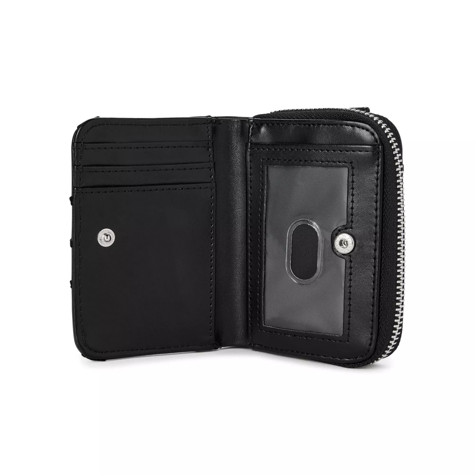 Black and Silver Ring Zip Wallet at Spencer's