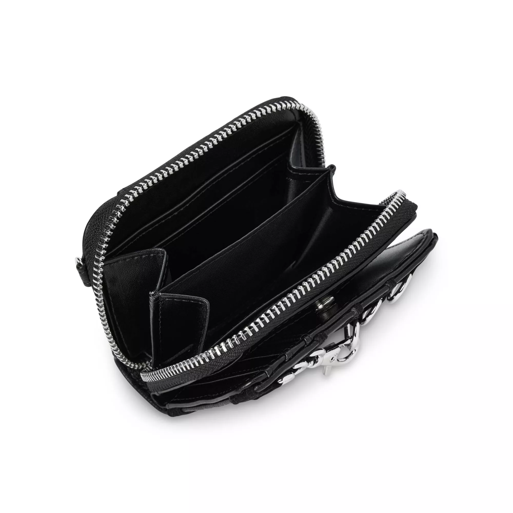 Black and Silver Ring Zip Wallet at Spencer's