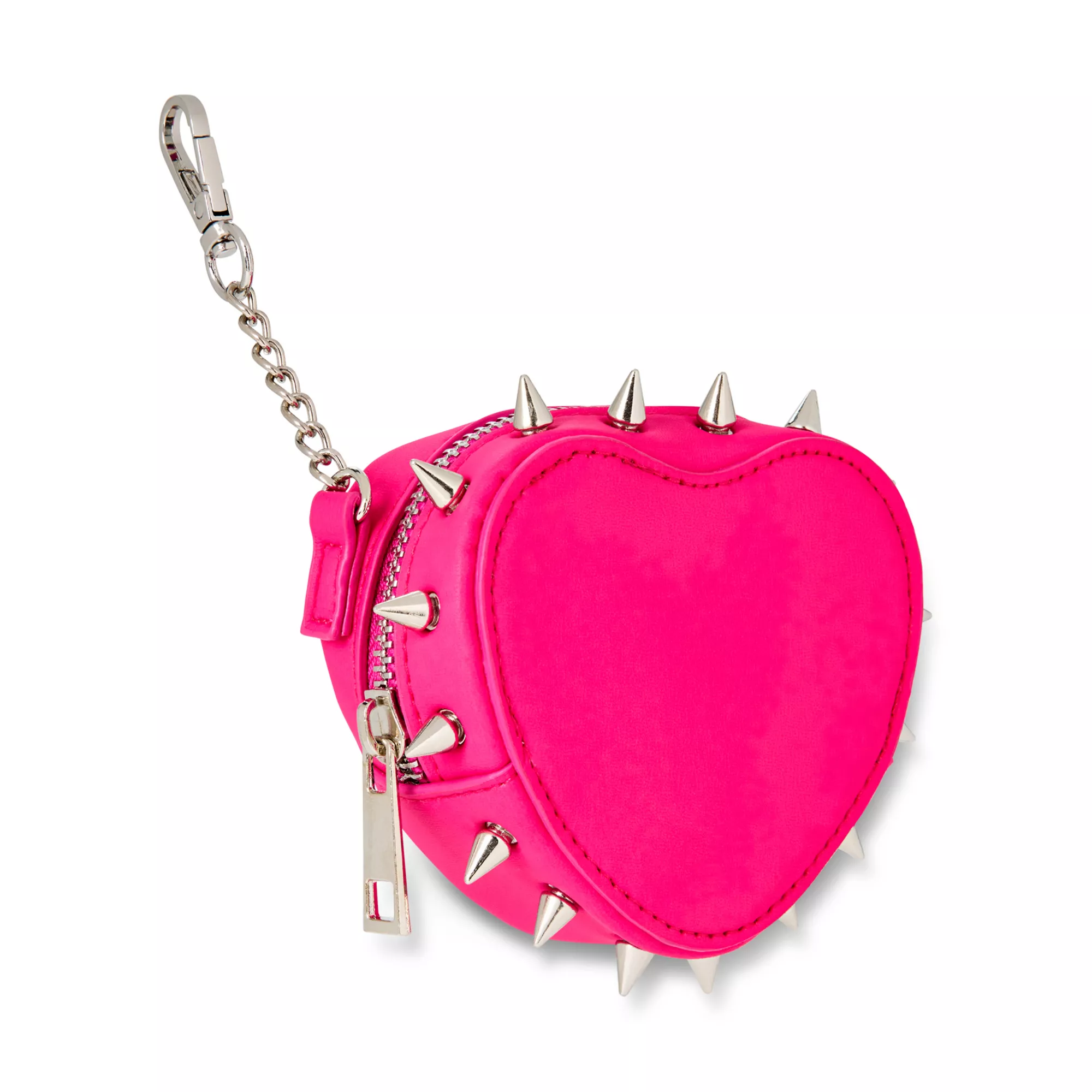 Pink Heart Spike Coin Pouch at Spencer's