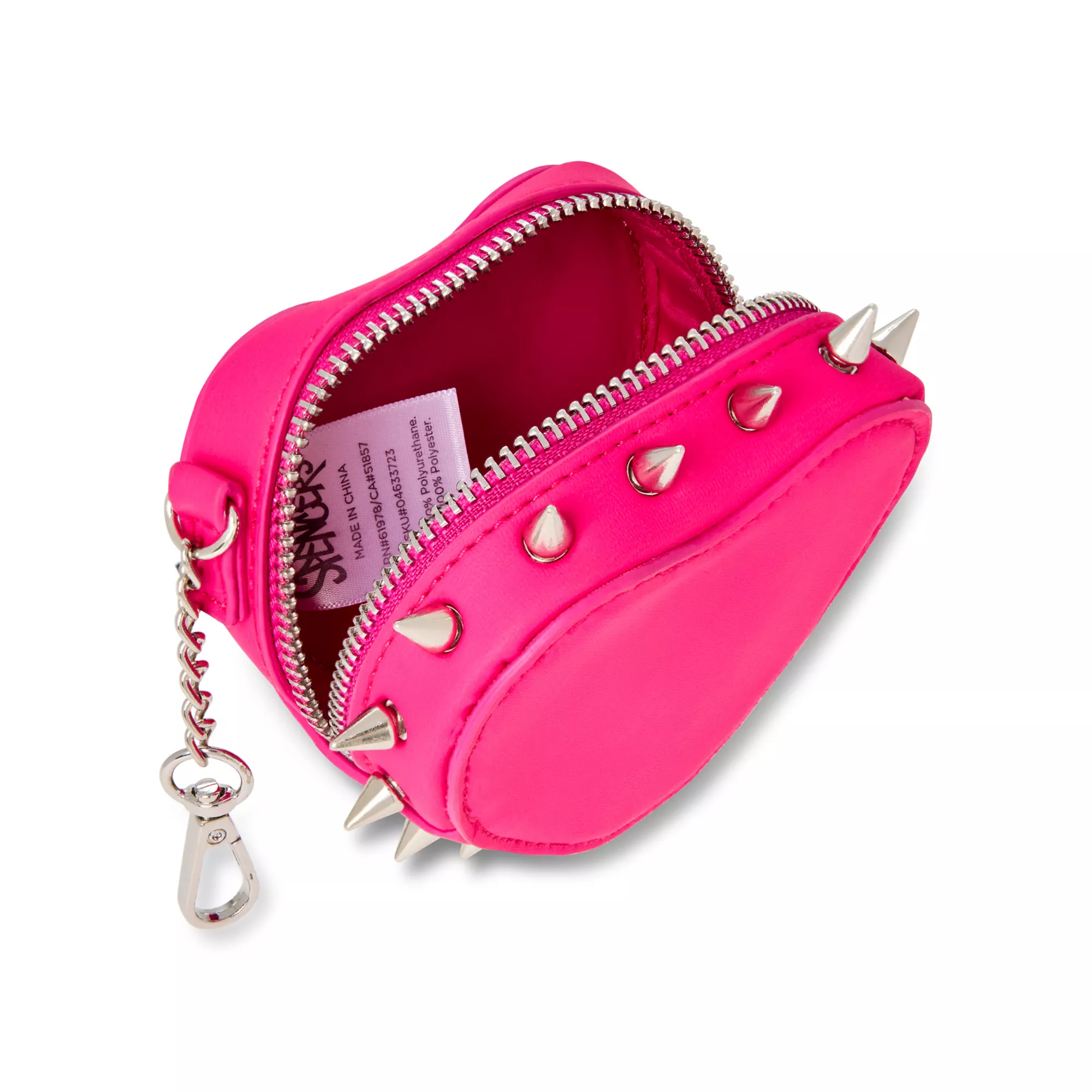 Pink Heart Spike Coin Pouch at Spencer's