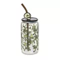 Glowing Skeletons Glass Cup with Straw - 16 oz. at Spencer's