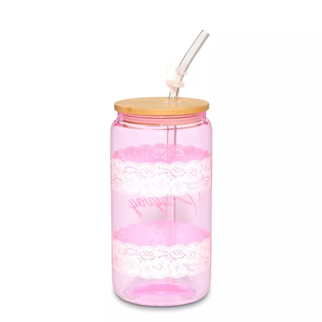 Playboy Lace Glass Cup with Straw at Spencer's